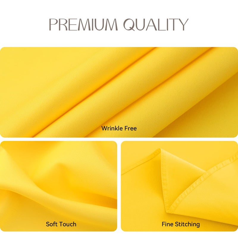 Romanstile Round Waterproof Tablecloth, Stain Resistant Washable Table Cloths Wrinkle Free Polyester Table Covers for Kitchen Dining Party Wedding Indoor and Outdoor - Yellow, 90 Inch - Image 4